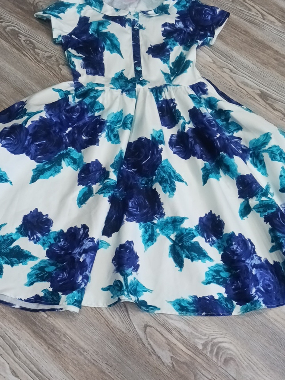 Pinup Couture Women's Blue Vintage Rose Print Midi Dress